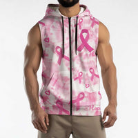 Breast Cancer Awareness Pink Ribbon Sleeveless Zip Hoodie Tie Dye Style - Wonder Print Shop