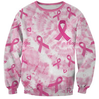 Breast Cancer Awareness Pink Ribbon Sweatshirt Tie Dye Style - Wonder Print Shop