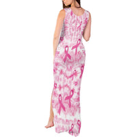 Breast Cancer Awareness Pink Ribbon Tank Maxi Dress Tie Dye Style - Wonder Print Shop