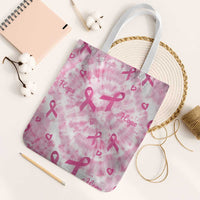 Breast Cancer Awareness Pink Ribbon Tote Bag Tie Dye Style - Wonder Print Shop