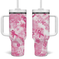 Breast Cancer Awareness Pink Ribbon Tumbler With Handle Tie Dye Style - Wonder Print Shop
