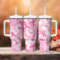 Breast Cancer Awareness Pink Ribbon Tumbler With Handle Tie Dye Style - Wonder Print Shop