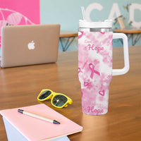 Breast Cancer Awareness Pink Ribbon Tumbler With Handle Tie Dye Style - Wonder Print Shop