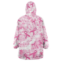 Breast Cancer Awareness Pink Ribbon Wearable Blanket Hoodie Tie Dye Style - Wonder Print Shop