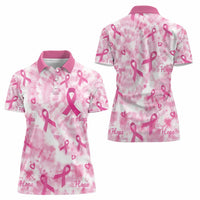 Breast Cancer Awareness Pink Ribbon Women Polo Shirt Tie Dye Style - Wonder Print Shop