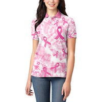 Breast Cancer Awareness Pink Ribbon Women Polo Shirt Tie Dye Style - Wonder Print Shop