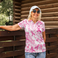 Breast Cancer Awareness Pink Ribbon Women Polo Shirt Tie Dye Style - Wonder Print Shop