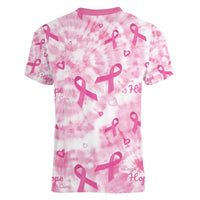 Breast Cancer Awareness Pink Ribbon Women V-Neck T-Shirt Tie Dye Style - Wonder Print Shop