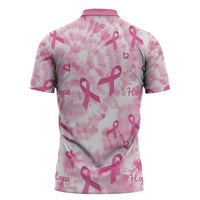 Breast Cancer Awareness Pink Ribbon Zipper Polo Shirt Tie Dye Style - Wonder Print Shop