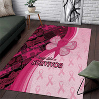 Breast Cancer Awareness Area Rug Party Like A Survivor - Pink African Pattern - Wonder Print Shop