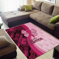 Breast Cancer Awareness Area Rug Party Like A Survivor - Pink African Pattern - Wonder Print Shop