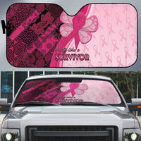 Breast Cancer Awareness Auto Sun Shade Party Like A Survivor - Pink African Pattern - Wonder Print Shop