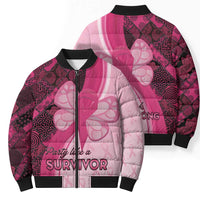 Breast Cancer Awareness Bomber Puffer Jacket Party Like A Survivor - Pink African Pattern - Wonder Print Shop