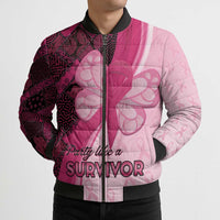 Breast Cancer Awareness Bomber Puffer Jacket Party Like A Survivor - Pink African Pattern - Wonder Print Shop
