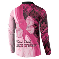 Breast Cancer Awareness Button Sweatshirt Party Like A Survivor - Pink African Pattern - Wonder Print Shop