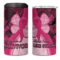Breast Cancer Awareness 4 in 1 Can Cooler Tumbler Party Like A Survivor - Pink African Pattern - Wonder Print Shop