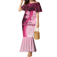 Breast Cancer Awareness Family Matching Mermaid Dress and Hawaiian Shirt Party Like A Survivor - Pink African Pattern - Wonder Print Shop