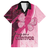 Breast Cancer Awareness Family Matching Off The Shoulder Long Sleeve Dress and Hawaiian Shirt Party Like A Survivor - Pink African Pattern - Wonder Print Shop