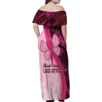 Breast Cancer Awareness Family Matching Off Shoulder Maxi Dress and Hawaiian Shirt Party Like A Survivor - Pink African Pattern - Wonder Print Shop