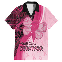 Breast Cancer Awareness Family Matching Puletasi and Hawaiian Shirt Party Like A Survivor - Pink African Pattern - Wonder Print Shop