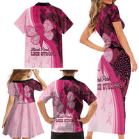 Breast Cancer Awareness Family Matching Short Sleeve Bodycon Dress and Hawaiian Shirt Party Like A Survivor - Pink African Pattern - Wonder Print Shop