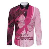 Breast Cancer Awareness Family Matching Short Sleeve Bodycon Dress and Hawaiian Shirt Party Like A Survivor - Pink African Pattern - Wonder Print Shop