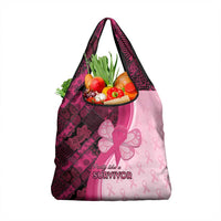 Breast Cancer Awareness Grocery Bag Party Like A Survivor - Pink African Pattern - Wonder Print Shop