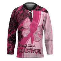 Breast Cancer Awareness Hockey Jersey Party Like A Survivor - Pink African Pattern - Wonder Print Shop