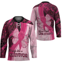 Breast Cancer Awareness Hockey Jersey Party Like A Survivor - Pink African Pattern - Wonder Print Shop