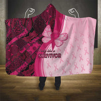 Breast Cancer Awareness Hooded Blanket Party Like A Survivor - Pink African Pattern - Wonder Print Shop