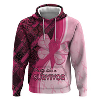 Breast Cancer Awareness Hoodie Party Like A Survivor - Pink African Pattern - Wonder Print Shop