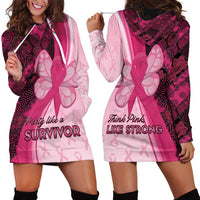Breast Cancer Awareness Hoodie Dress Party Like A Survivor - Pink African Pattern - Wonder Print Shop