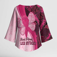 Breast Cancer Awareness Kimono Sleeve Blouse Party Like A Survivor - Pink African Pattern - Wonder Print Shop