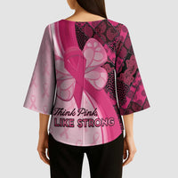 Breast Cancer Awareness Kimono Sleeve Blouse Party Like A Survivor - Pink African Pattern - Wonder Print Shop