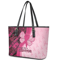 Breast Cancer Awareness Leather Tote Bag Party Like A Survivor - Pink African Pattern - Wonder Print Shop