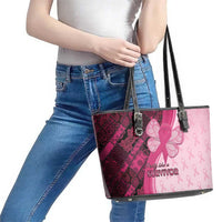 Breast Cancer Awareness Leather Tote Bag Party Like A Survivor - Pink African Pattern - Wonder Print Shop