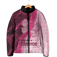 Breast Cancer Awareness Padded Jacket Party Like A Survivor - Pink African Pattern - Wonder Print Shop