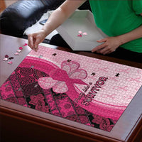 Breast Cancer Awareness Puzzle Party Like A Survivor - Pink African Pattern - Wonder Print Shop