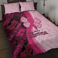 Breast Cancer Awareness Quilt Bed Set Party Like A Survivor - Pink African Pattern - Wonder Print Shop