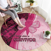 Breast Cancer Awareness Round Carpet Party Like A Survivor - Pink African Pattern - Wonder Print Shop