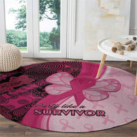 Breast Cancer Awareness Round Carpet Party Like A Survivor - Pink African Pattern - Wonder Print Shop