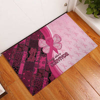 Breast Cancer Awareness Rubber Doormat Party Like A Survivor - Pink African Pattern - Wonder Print Shop