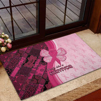 Breast Cancer Awareness Rubber Doormat Party Like A Survivor - Pink African Pattern - Wonder Print Shop