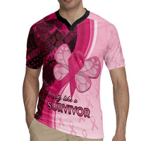 Breast Cancer Awareness Rugby Jersey Party Like A Survivor - Pink African Pattern - Wonder Print Shop