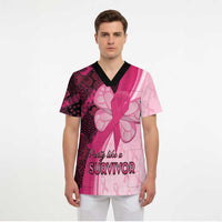 Breast Cancer Awareness Scrub Top Party Like A Survivor - Pink African Pattern - Wonder Print Shop