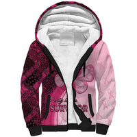 Breast Cancer Awareness Sherpa Hoodie Party Like A Survivor - Pink African Pattern - Wonder Print Shop