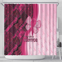 Breast Cancer Awareness Shower Curtain Party Like A Survivor - Pink African Pattern - Wonder Print Shop