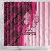Breast Cancer Awareness Shower Curtain Party Like A Survivor - Pink African Pattern - Wonder Print Shop