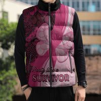 Breast Cancer Awareness Sleeveless Puffer Jacket Party Like A Survivor - Pink African Pattern - Wonder Print Shop