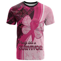 Breast Cancer Awareness T Shirt Party Like A Survivor - Pink African Pattern - Wonder Print Shop